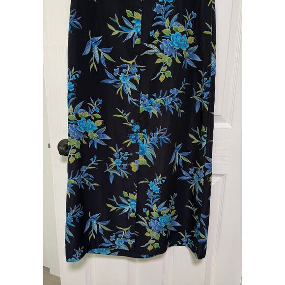 Studio I Women's Floral Blue Navy Sleeveless Maxi Dress Size 12 - Picture 10 of 12
